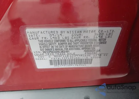 2019 Nissan Kicks S/Sr/Sv z USA, uszkodzony, nr VIN 3N1CP5CU2KL563161